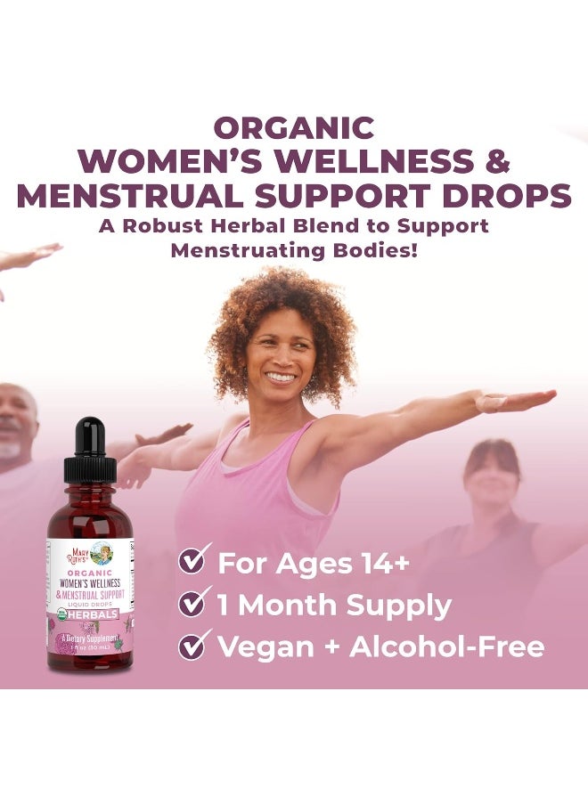 MaryRuth Organics Herbal Supplement Drop, Support Menstruating Bodies and Relaxation, Pack of 1, USDA Raspberry, Stinging Nettle Leaf, Eleuthero Root, Chaste Tree Berry, Vegan, 1 Fluid Ounces