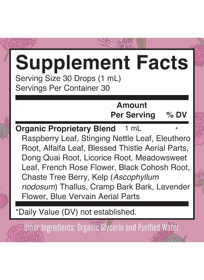 MaryRuth Organics Herbal Supplement Drop, Support Menstruating Bodies and Relaxation, Pack of 1, USDA Raspberry, Stinging Nettle Leaf, Eleuthero Root, Chaste Tree Berry, Vegan, 1 Fluid Ounces