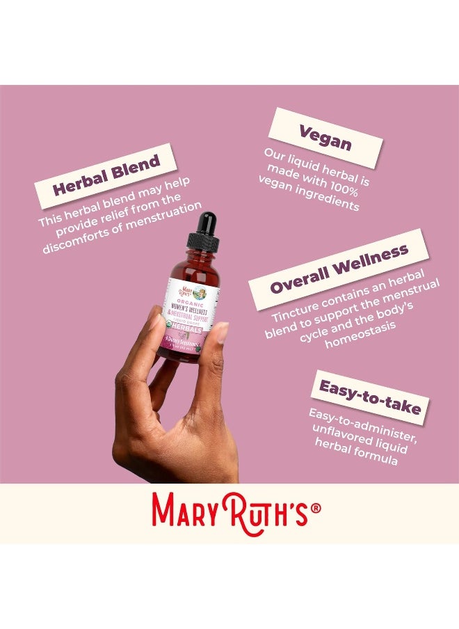 MaryRuth Organics Herbal Supplement Drop, Support Menstruating Bodies and Relaxation, Pack of 1, USDA Raspberry, Stinging Nettle Leaf, Eleuthero Root, Chaste Tree Berry, Vegan, 1 Fluid Ounces