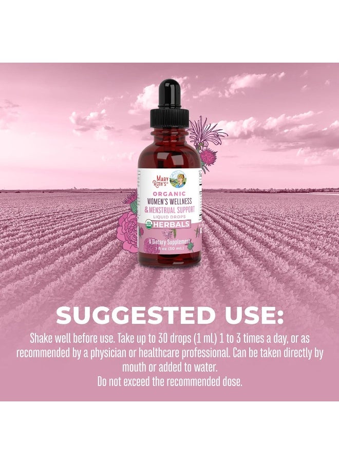 MaryRuth Organics Herbal Supplement Drop, Support Menstruating Bodies and Relaxation, Pack of 1, USDA Raspberry, Stinging Nettle Leaf, Eleuthero Root, Chaste Tree Berry, Vegan, 1 Fluid Ounces