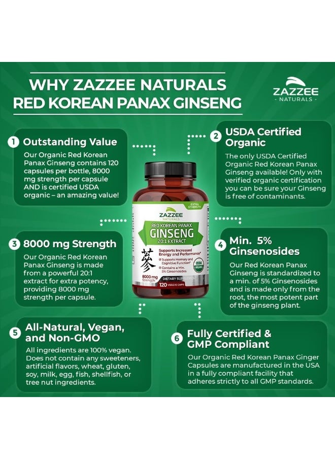 Zazzee Naturals Korean Panax Ginseng, 120 Veggie Caps