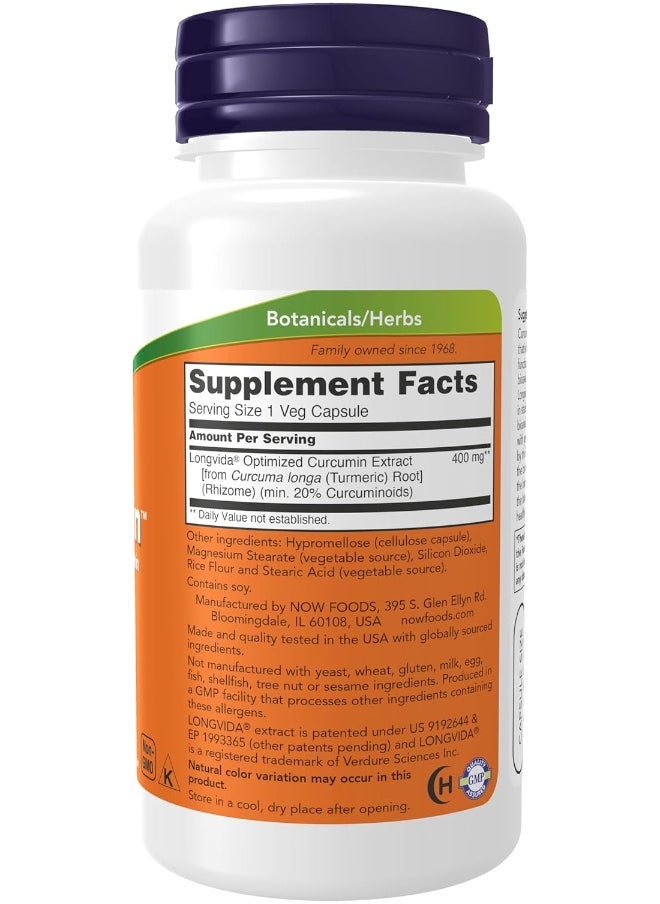 NOW Foods Curcubrain Cognitive Support 50 Vegetarian Supplement (400 Mg)