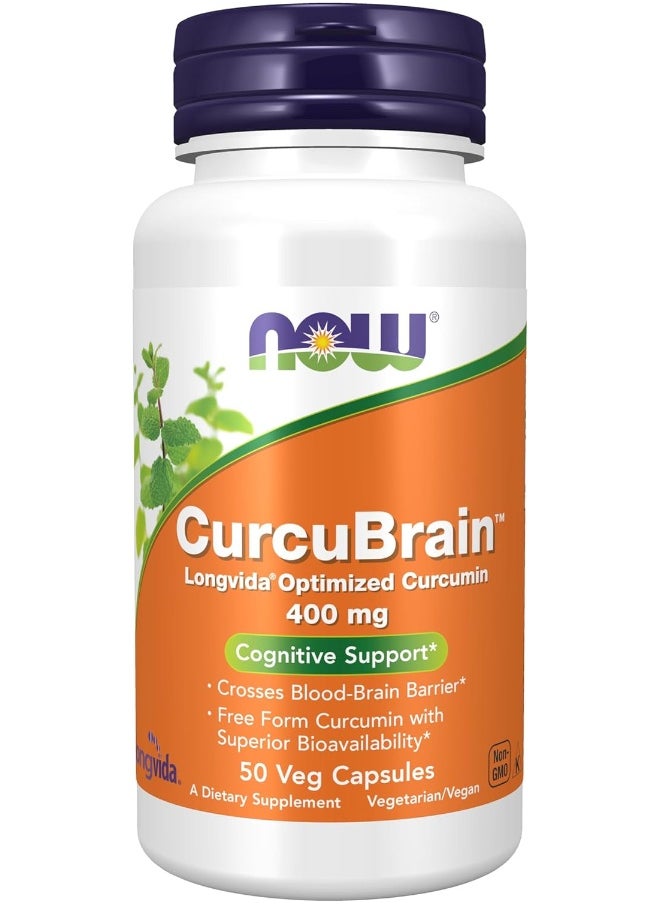 NOW Foods Curcubrain Cognitive Support 50 Vegetarian Supplement (400 Mg)