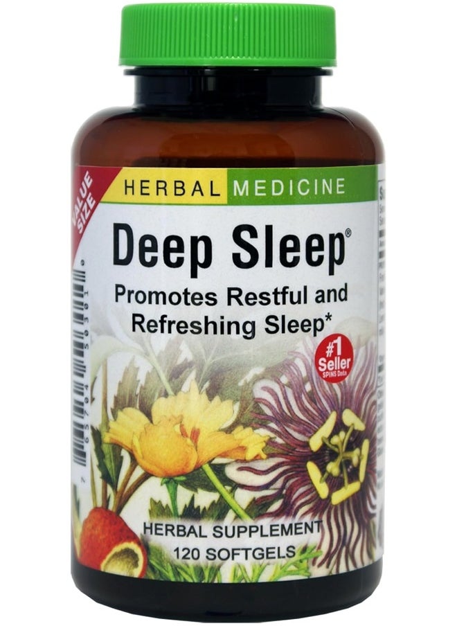 HERBS ETC. Deep Sleep Herbal Sleep Aid: 120 Count Bottle Of Softgels