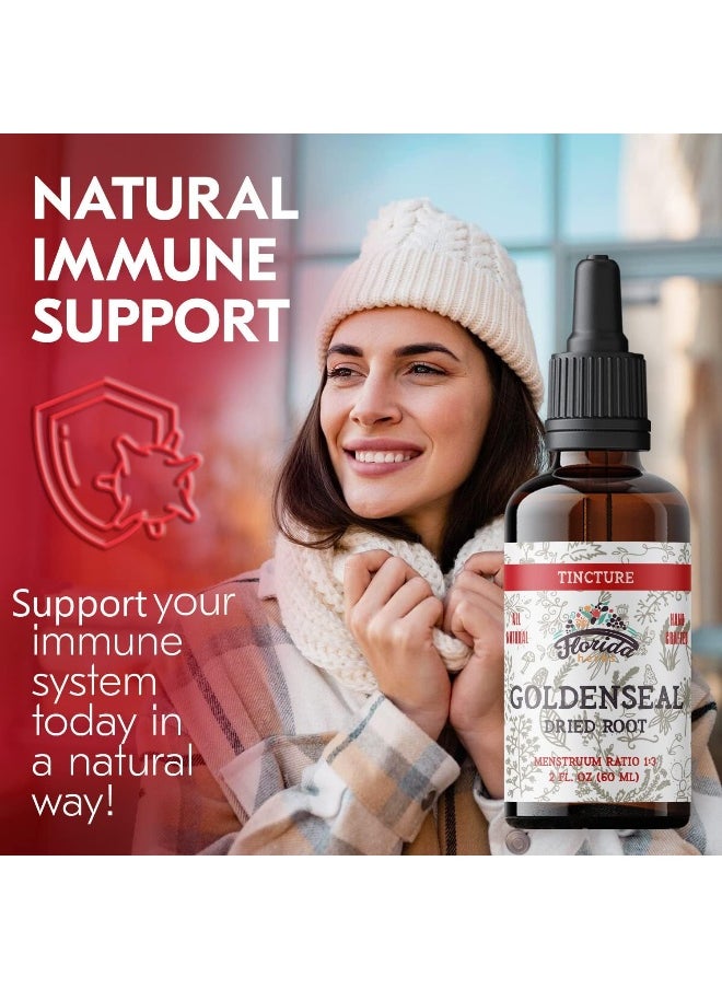 FLORIDA HERBS Goldenseal Root Tincture, Organic Goldenseal Extract (Hydrastis Canadensis) Health Supplement, 2 oz, 680 mg