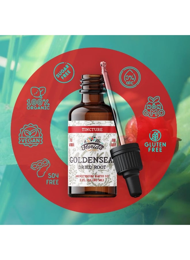 FLORIDA HERBS Goldenseal Root Tincture, Organic Goldenseal Extract (Hydrastis Canadensis) Health Supplement, 2 oz, 680 mg
