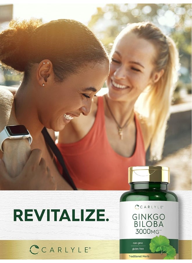 Carlyle Ginkgo Biloba 3000mg | 400 Tablets | Vegetarian Supplement | Non-GMO, Gluten Free
