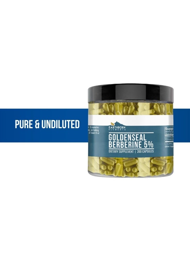 Earthborn Elements Berberine 200 Capsules, Pure & Undiluted, No Additives