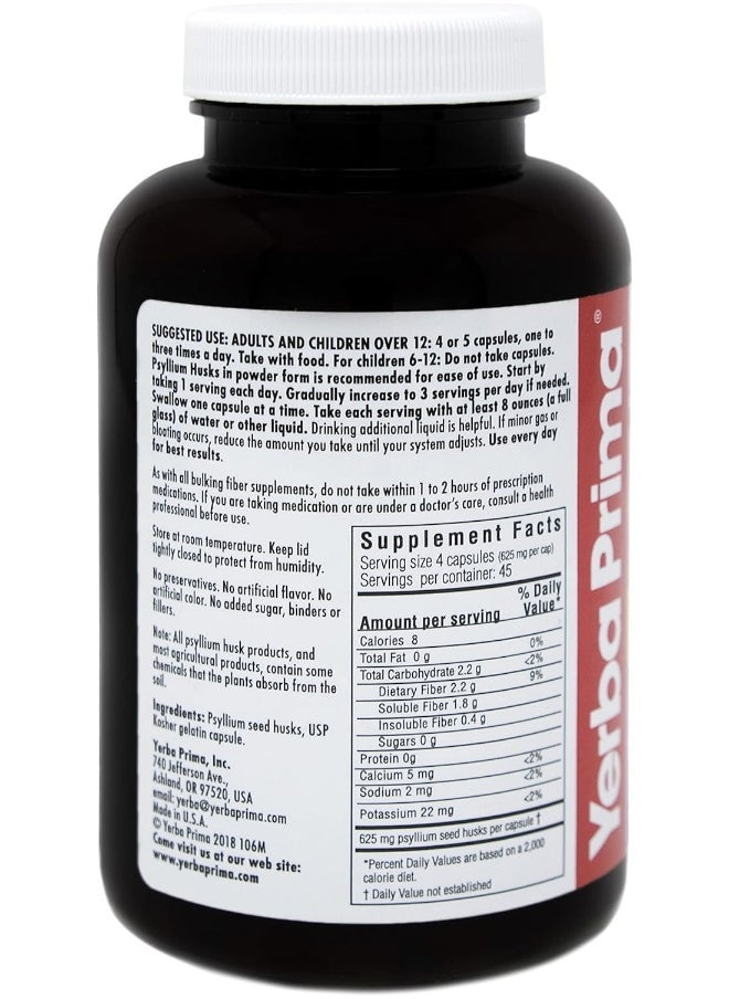 Yerba Prima Psyllium Husks Caps, 180 Capsules