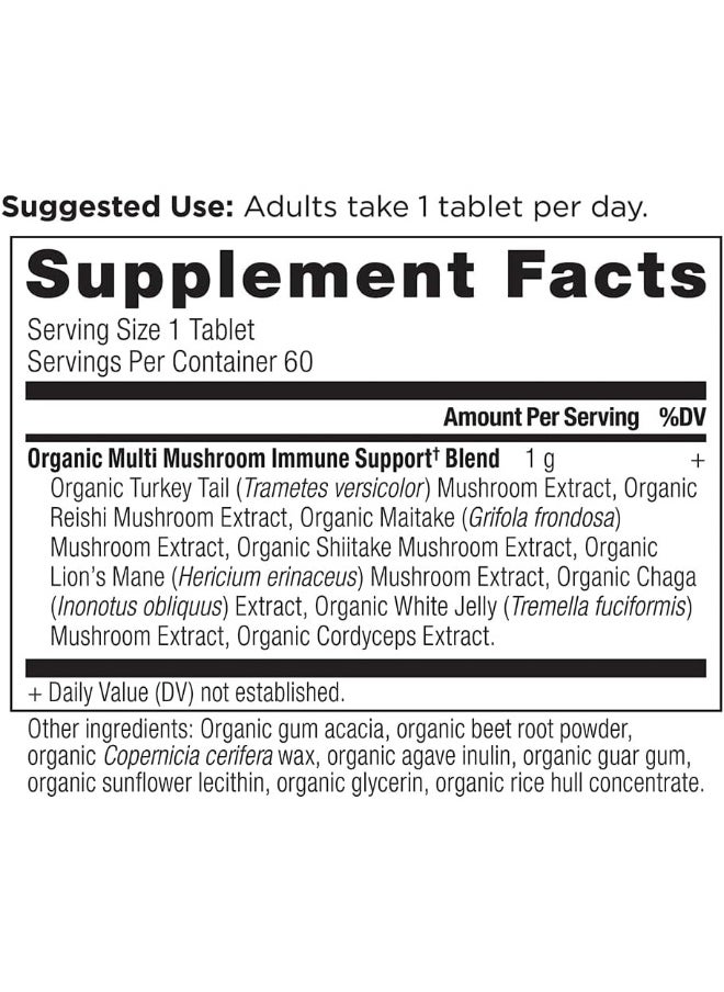 Ancient Nutrition Mushroom Supplement, Organic Multi Mushroom Immune Support Tablet, Supports Stress Response, Gluten Free, Paleo and Keto Friendly, 60 Count