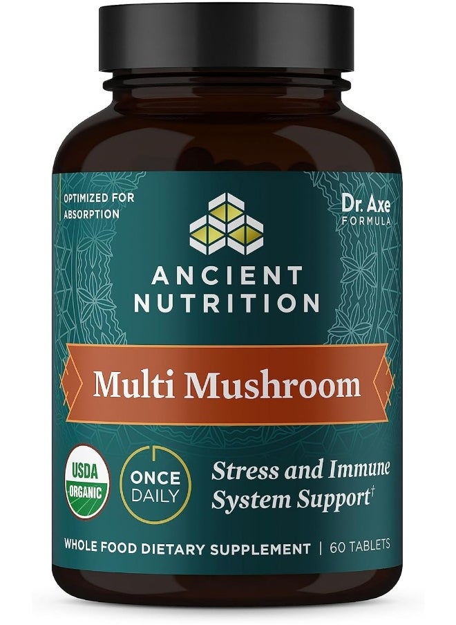 Ancient Nutrition Mushroom Supplement, Organic Multi Mushroom Immune Support Tablet, Supports Stress Response, Gluten Free, Paleo and Keto Friendly, 60 Count