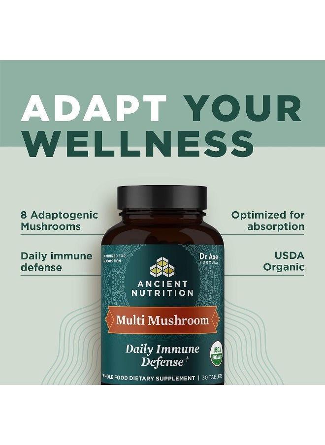 Ancient Nutrition Mushroom Supplement, Organic Multi Mushroom Immune Support Tablet, Supports Stress Response, Gluten Free, Paleo and Keto Friendly, 60 Count