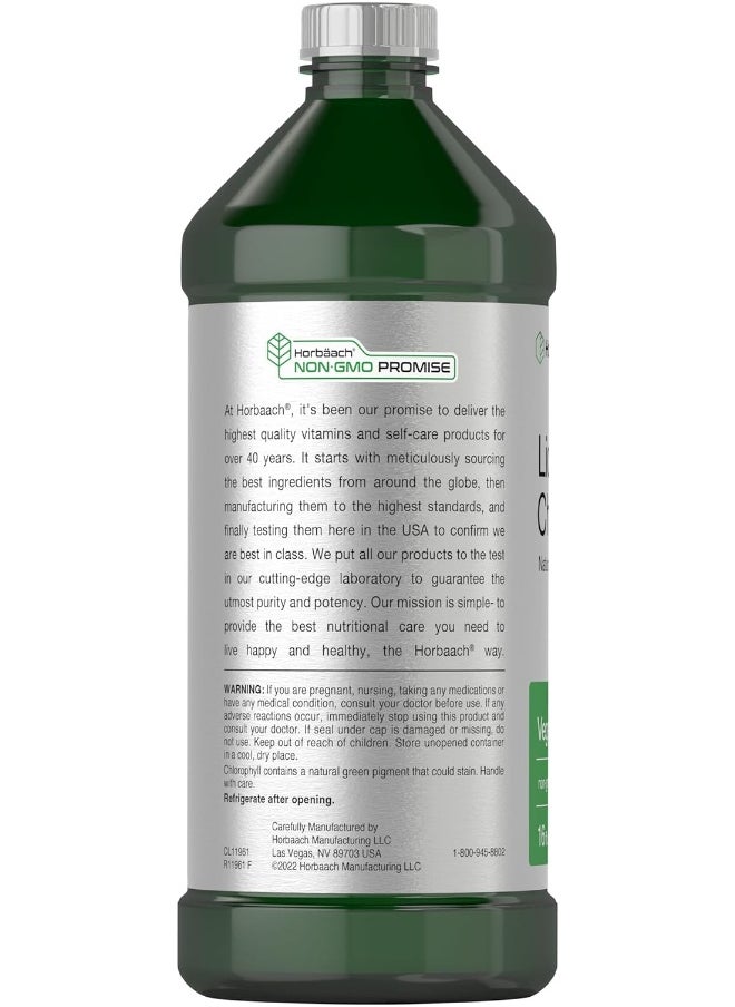 Horbaach Liquid Chlorophyll 950ml (2 x 470ml Bottles) Vegetarian, Non GMO, Gluten Free Unflavored 100 mg Chlorophyll Internal Deodorant