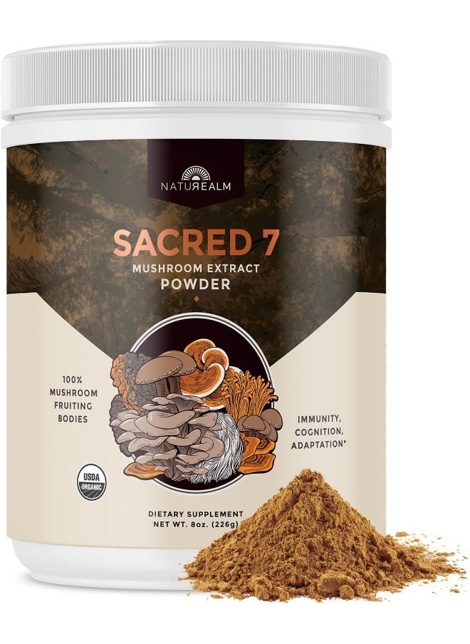 SACRED 7 Real Mushrooms No Fillers USDA Organic Extract Powder Supplement - 226g