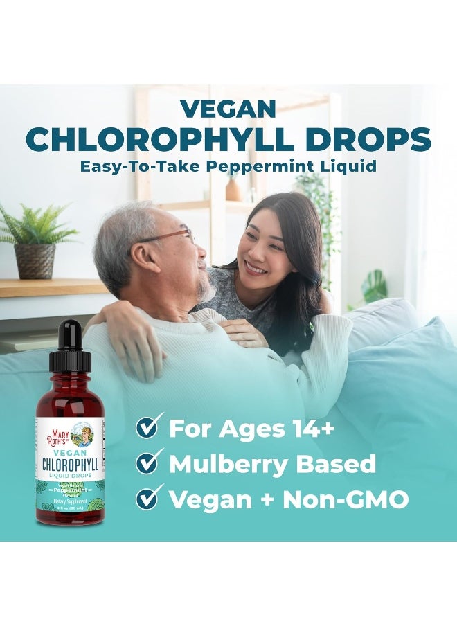 Organic Chlorophyll Liquid Drops by MaryRuth's | Vegan Liquid Chlorophyll | Energy Supplement Natural Deodorant Liver Function Immune Support | Non GMO, Peppermint | 50mg per serving, 30 servings