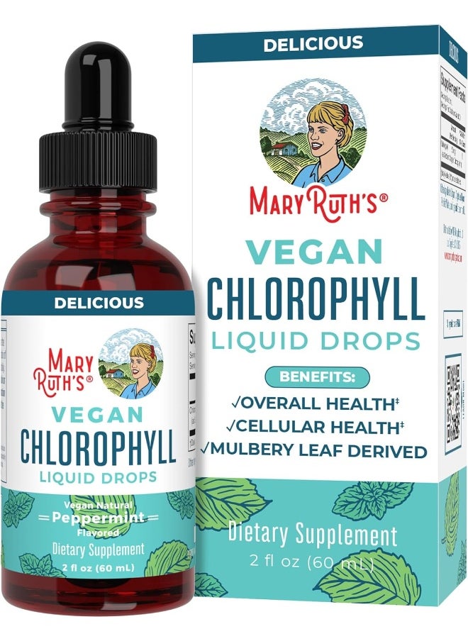 Organic Chlorophyll Liquid Drops by MaryRuth's | Vegan Liquid Chlorophyll | Energy Supplement Natural Deodorant Liver Function Immune Support | Non GMO, Peppermint | 50mg per serving, 30 servings