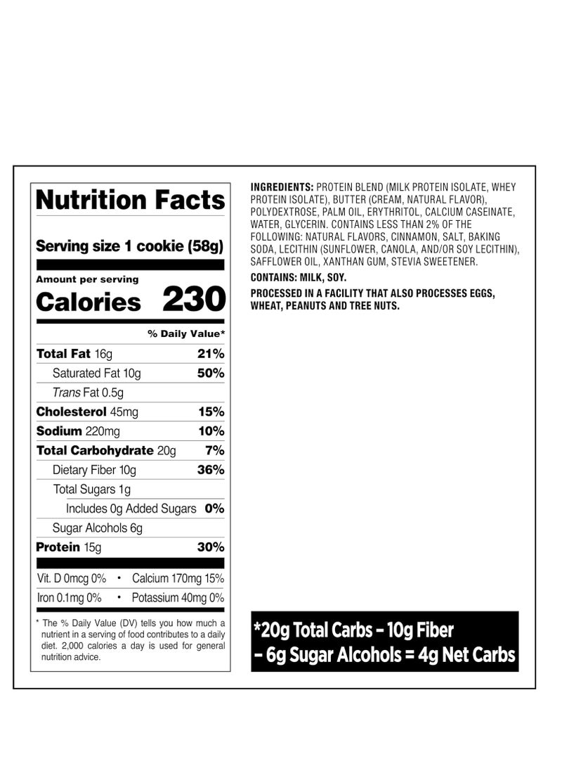 Snickerdoodle Protein Cookie, High Protein, Low Carb, Gluten Free, 12Count