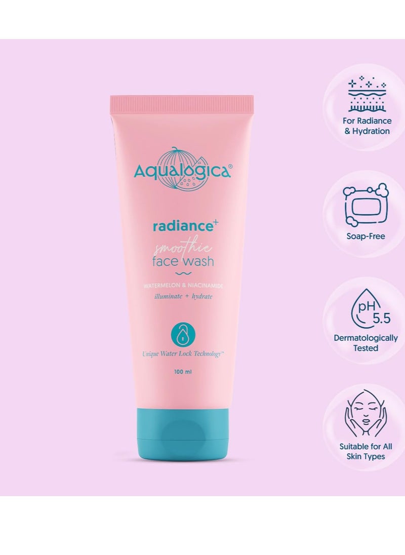 Radiance + Smoothie Face Wash with Watermelon | Cleanses & Controls Excess Oil | Niacinamide Helps Reduce Acne Marks & Spots | 3.38 Fl Oz/100 ml