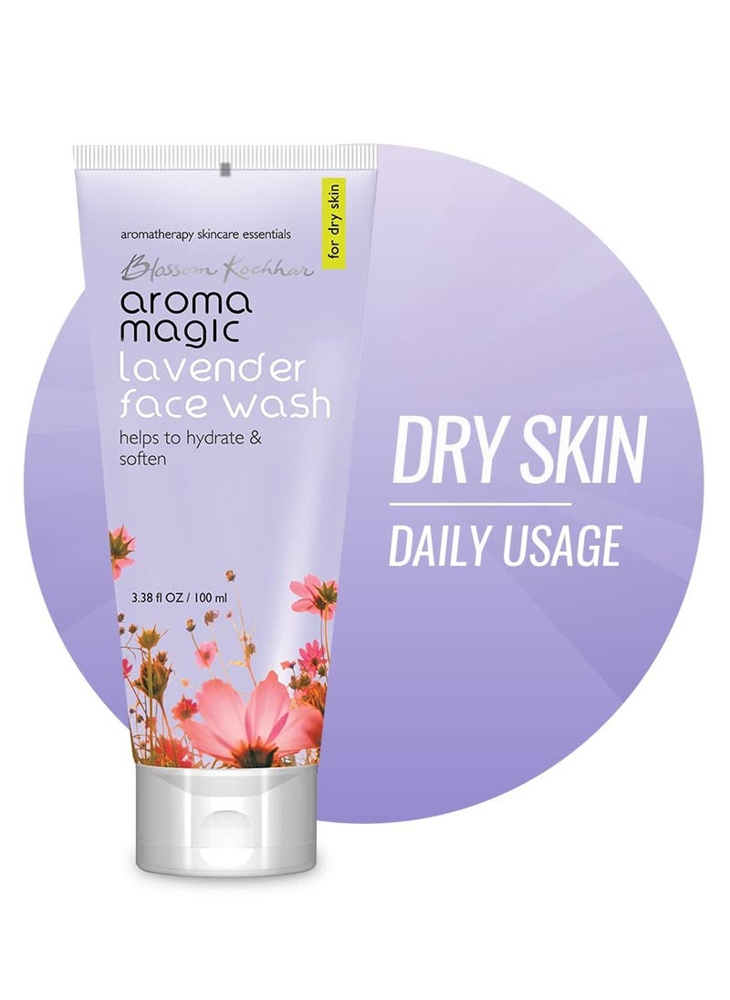 Aroma Magic Lavender Face Wash | Hydrates & Softens Skin | Helps Prevent Aging | Soothing & Refreshing Facial Cleanser | for Dry Skin | 3.38 Fl Oz/100ml