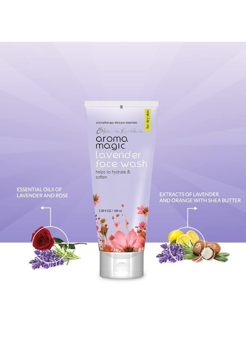 Aroma Magic Lavender Face Wash | Hydrates & Softens Skin | Helps Prevent Aging | Soothing & Refreshing Facial Cleanser | for Dry Skin | 3.38 Fl Oz/100ml