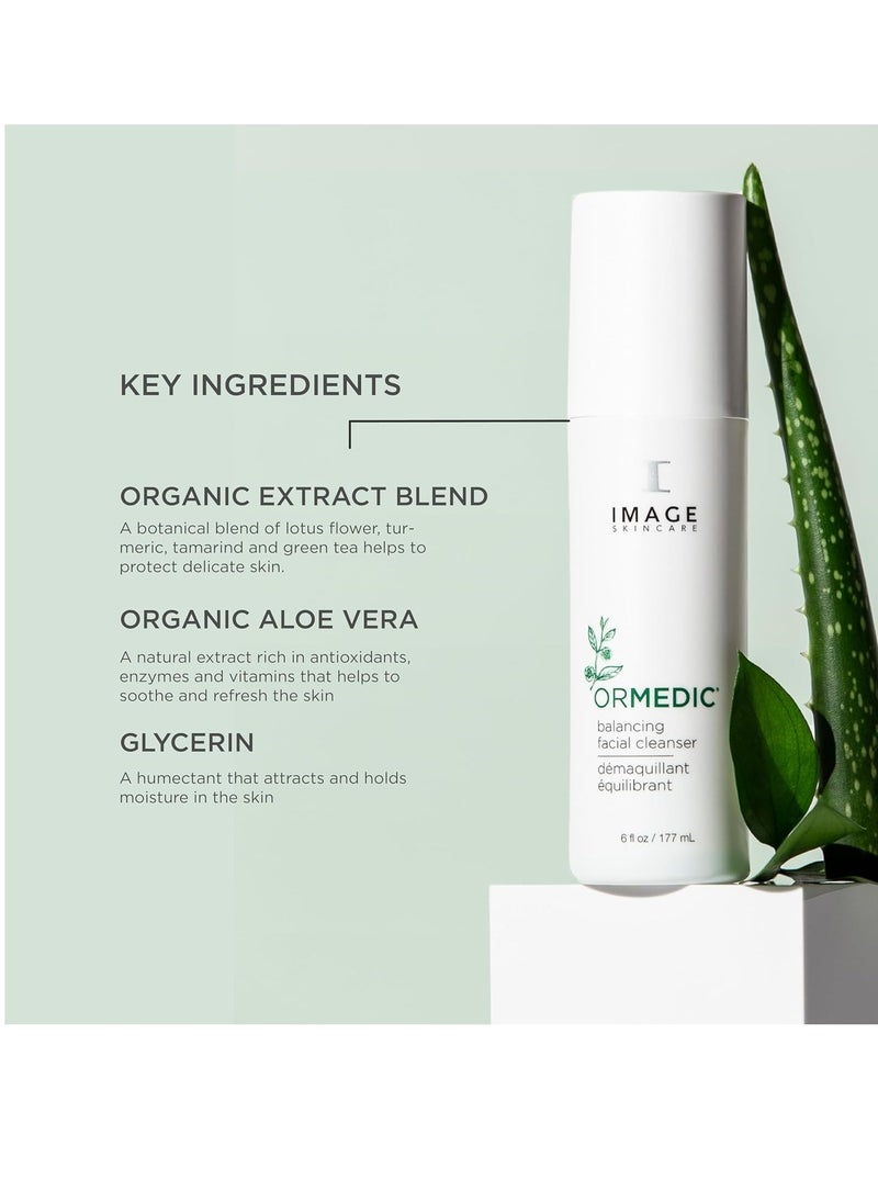 IMAGE Skincare Ormedic Balancing Facial Cleanser + pH Balancing Lip Enhancement Complex, Mild Face Wash and Deep Hydration Lip Plumper for Fuller Lips, 1.7 oz + 0.5 oz