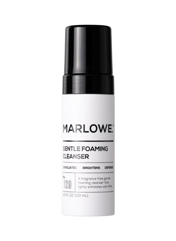 MARLOWE. No. 129 Gentle Foaming Facial Cleanser 4.5 Oz, Exfoliating, Brightening & Protective Daily Mens Face Wash with PHA, Natural Green Tea Extracts & Antioxidants, Unscented & Vegan