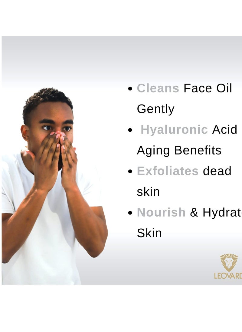Leovard- Men & Women Hyaluronic Acid Hydrating Face Wash | Resurfacing Facial Wash | Daily Refining Enzyme Gel Cleanser Gently Exfoliates, Purifies, Renews, and Revitalizes the Skin (Face wash)