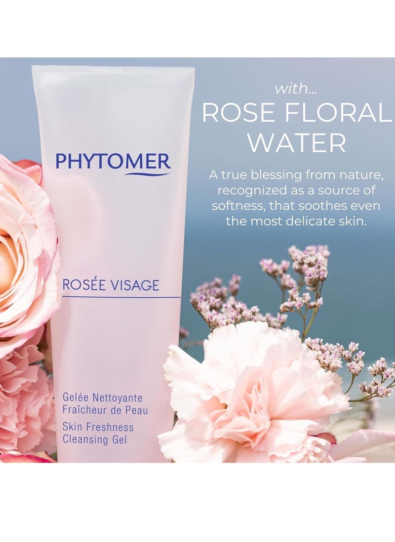 PHYTOMER Rosée Visage Face Cleansing Gel | Daily Facial Cleanser & Makeup Remover | With Rose Water | 95% Natural Ingredients | Sustainable & Eco-Friendly Skin Care | 250ml