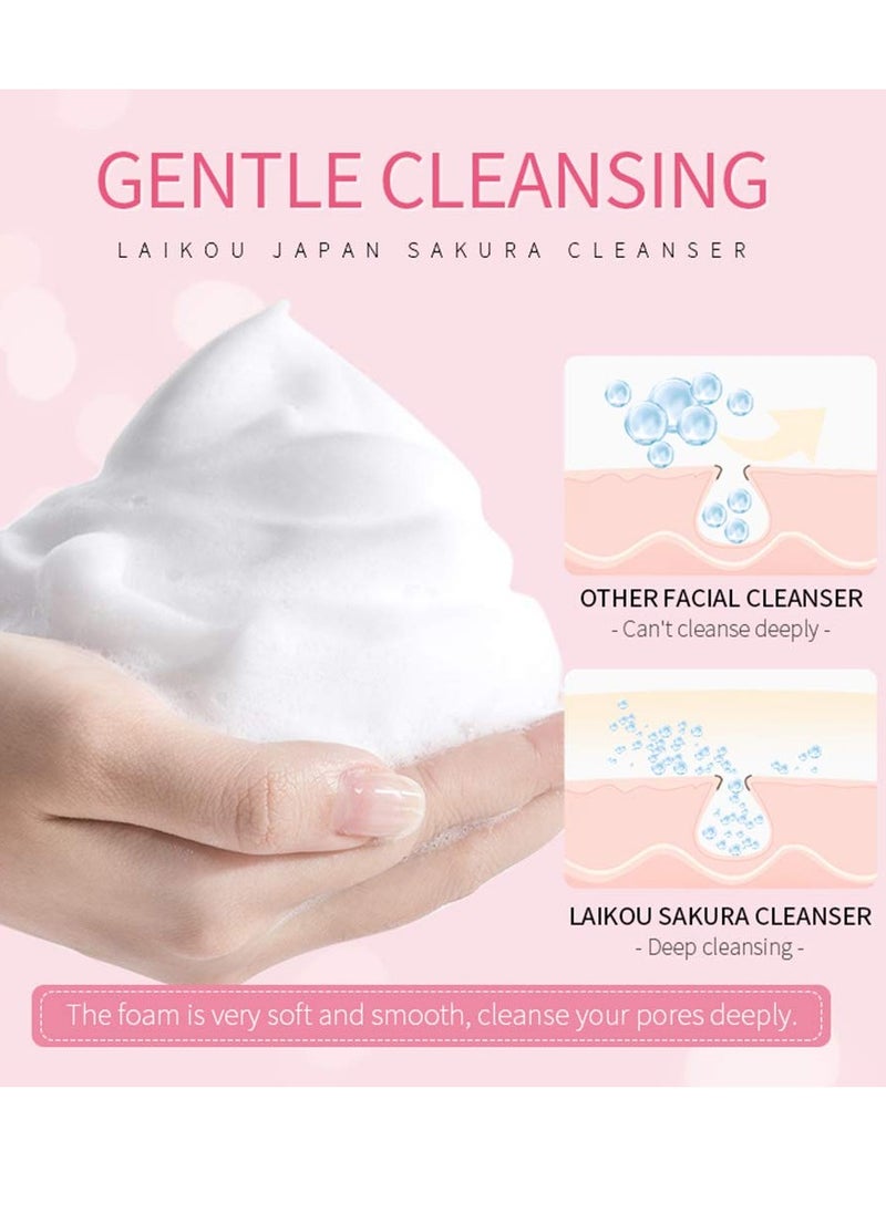 Face Sakura Cleanser Deep Cleaning Foaming Cream Repairing Deep Cleansing Moisturzing Balance Oil Water