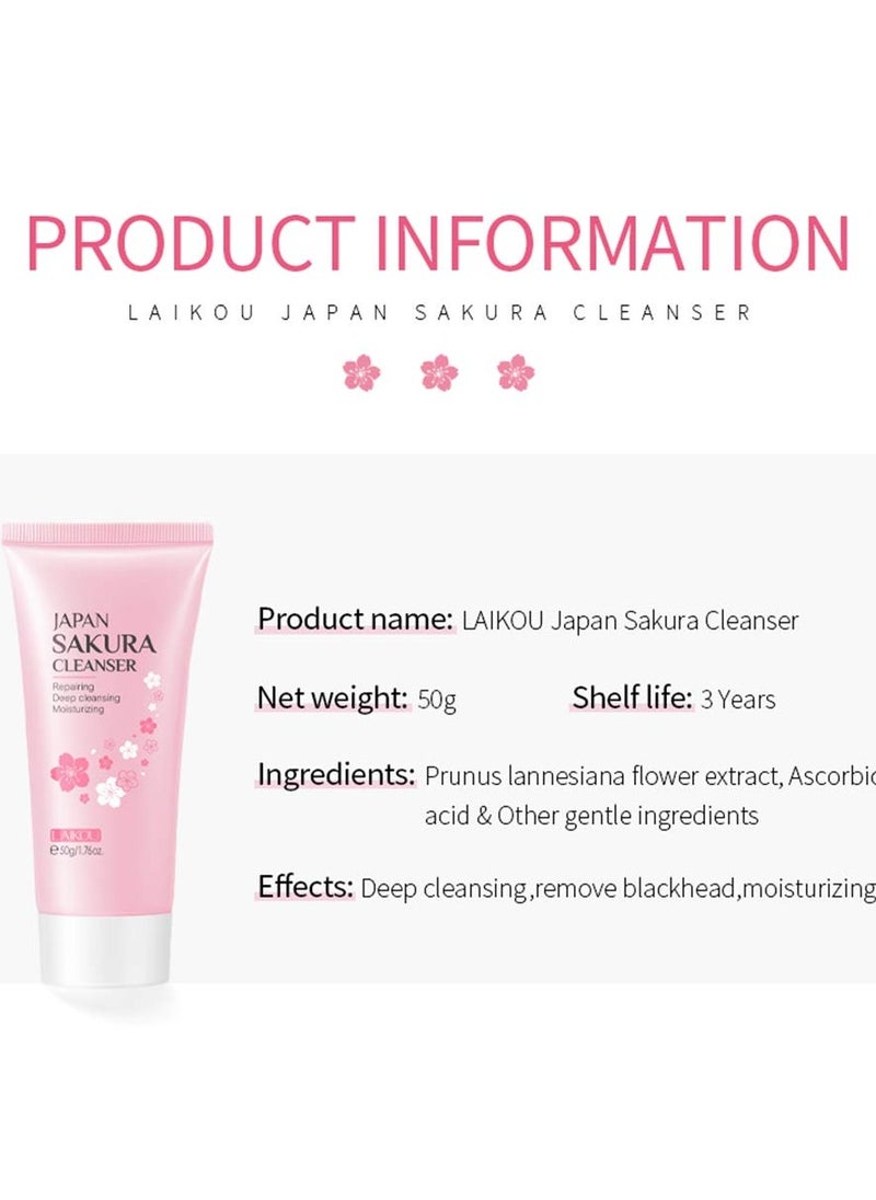 Face Sakura Cleanser Deep Cleaning Foaming Cream Repairing Deep Cleansing Moisturzing Balance Oil Water
