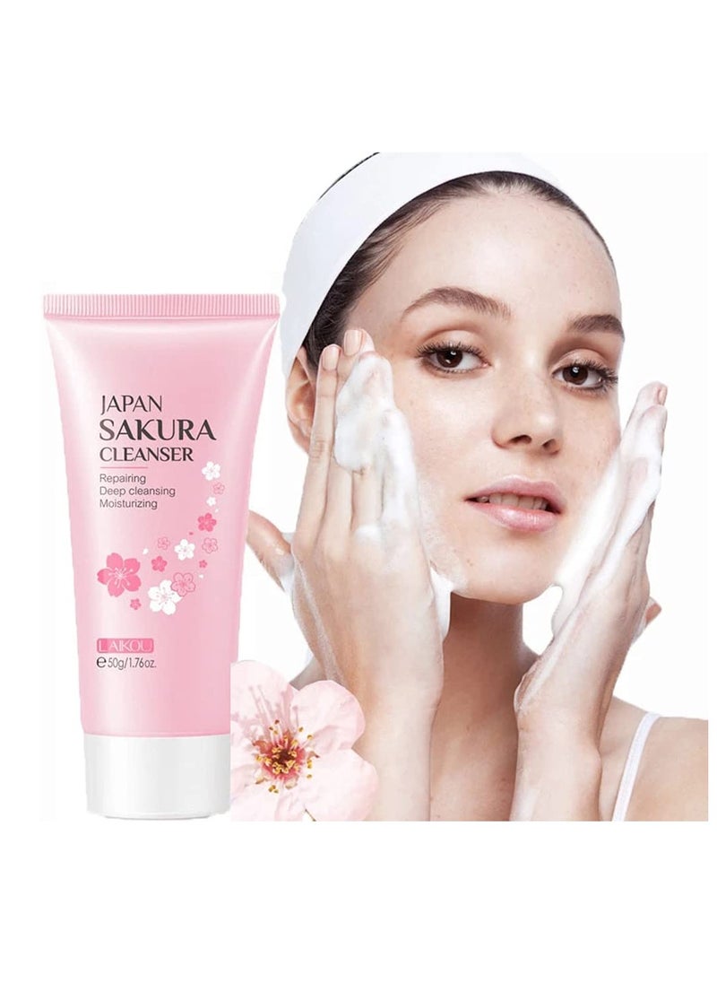 Face Sakura Cleanser Deep Cleaning Foaming Cream Repairing Deep Cleansing Moisturzing Balance Oil Water