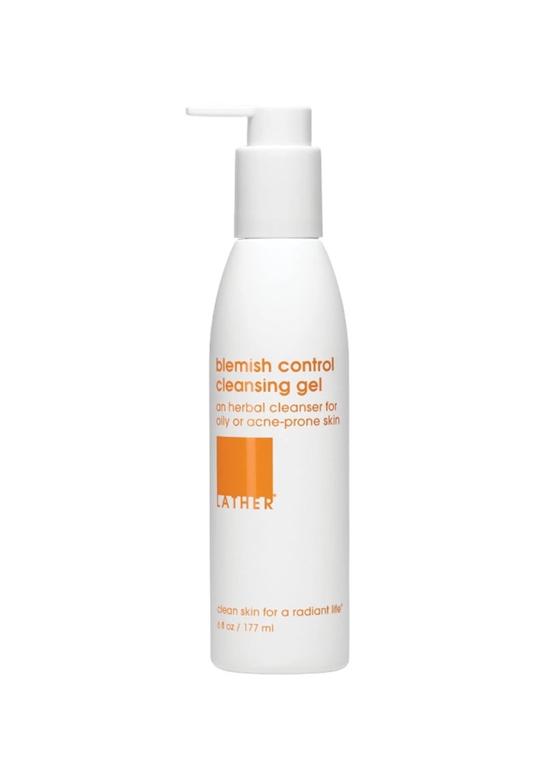 LATHER Blemish Control Cleansing Gel Face Wash - Acne Face Wash - Natural & Gentle Cleanser For Women & Men - Balance Oily & Acne Prone Skin - 6 Fl Oz