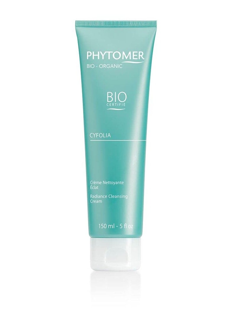 Phytomer Cyfolia Organic Cleansing Cream | Healthy, All-Natural Facial Cleanser | Certified Organic | Gentle Face Cleanser & Makeup Remover | Radiant, Glowing, Softer Skin | 150 ml
