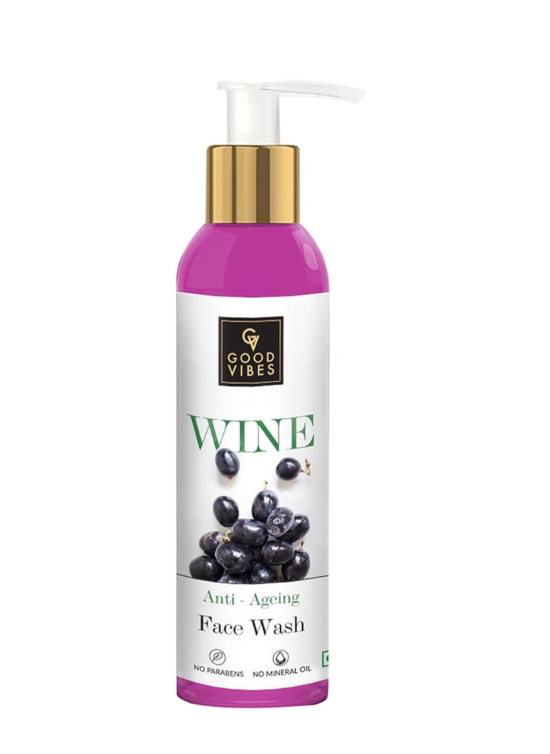 Good Vibes Wine Anti Aging Face Wash | Reduces Fine Lines & Wrinkles | Deeply Hydrates & Nourishes Skin | Suits All Skin Types | 4.06 Fl Oz/120ml