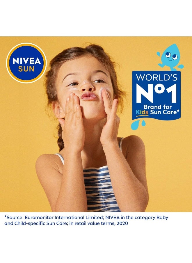 NIVEA SUN Kids Sunscreen Lotion, Protect & Care, SPF 50+, 5in1 Skin Protection, Very High and Immediate UVA & UVB Protection, Extra Water Resistant, 200ml