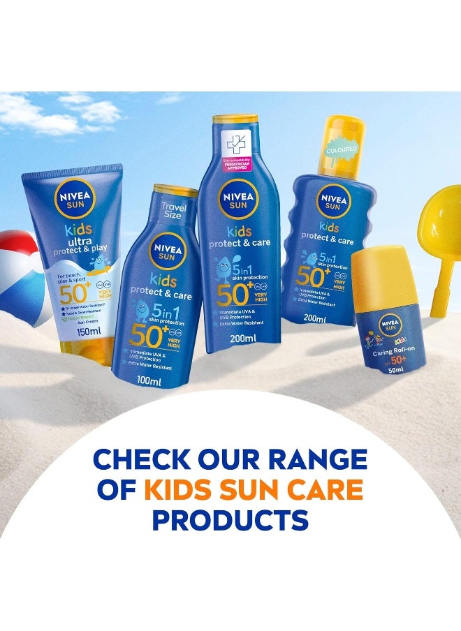 NIVEA SUN Kids Sunscreen Lotion, Protect & Care, SPF 50+, 5in1 Skin Protection, Very High and Immediate UVA & UVB Protection, Extra Water Resistant, 200ml