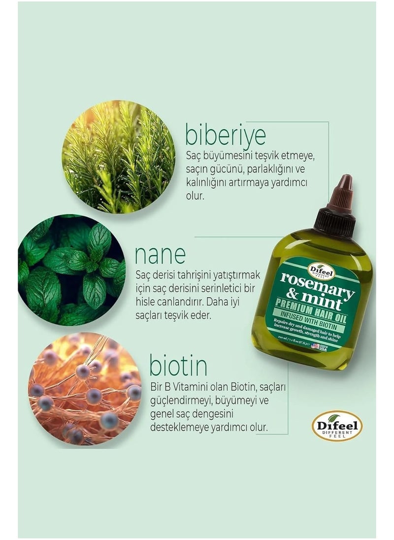 Difeel Rosemary and Mint Premium Hair Oil with Biotin 2.5 oz