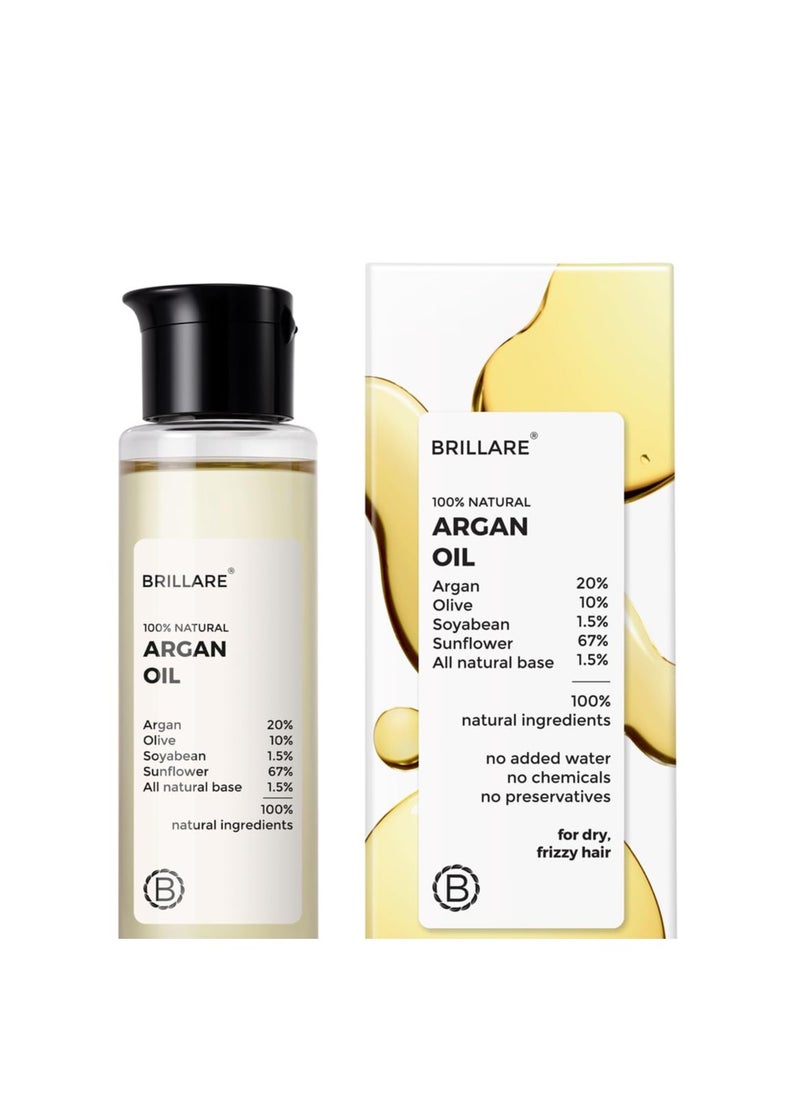 Argan Hair Oil, with the Goodness of Olive oil & Sunflower Oil, for Dry & Frizzy Hairs, 100% Natural Hair Oil, 100ml