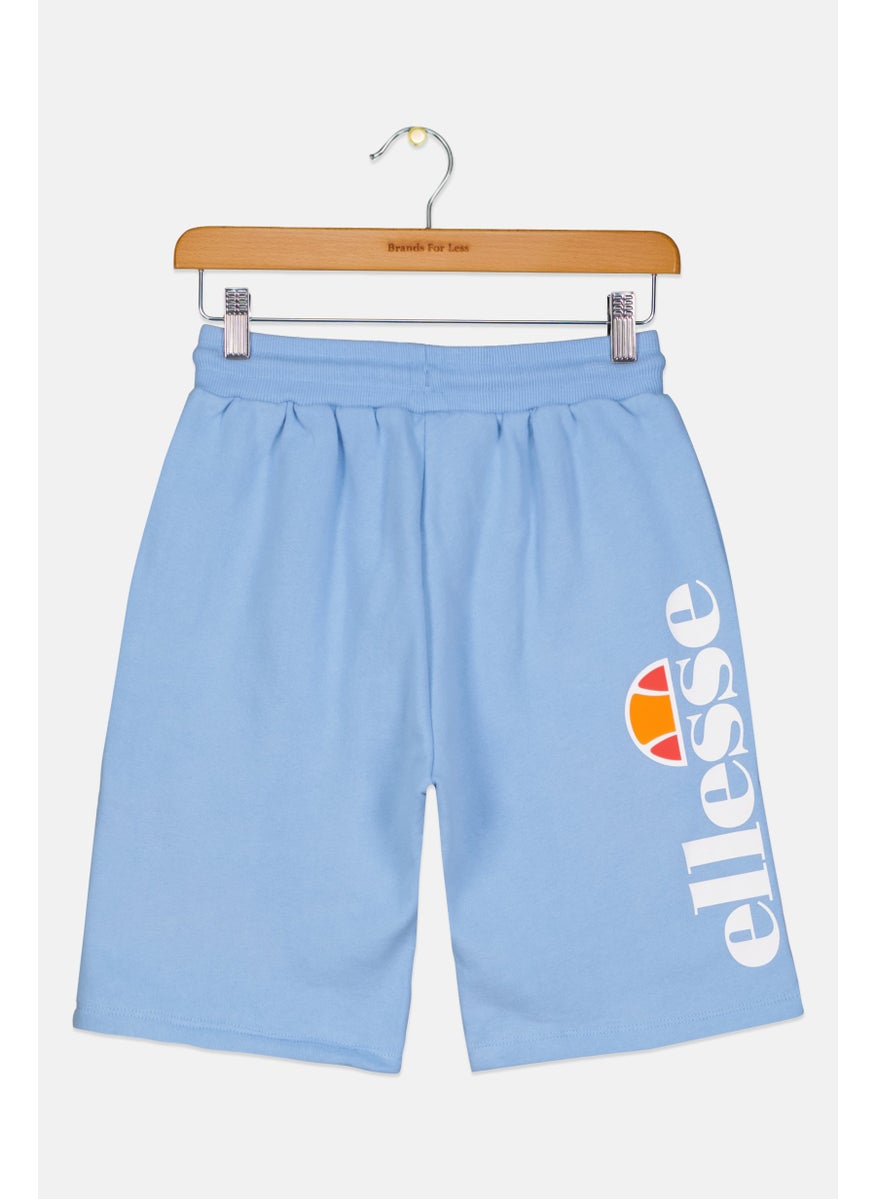 Kids Boy Brand Logo Basic Shorts, Light Blue