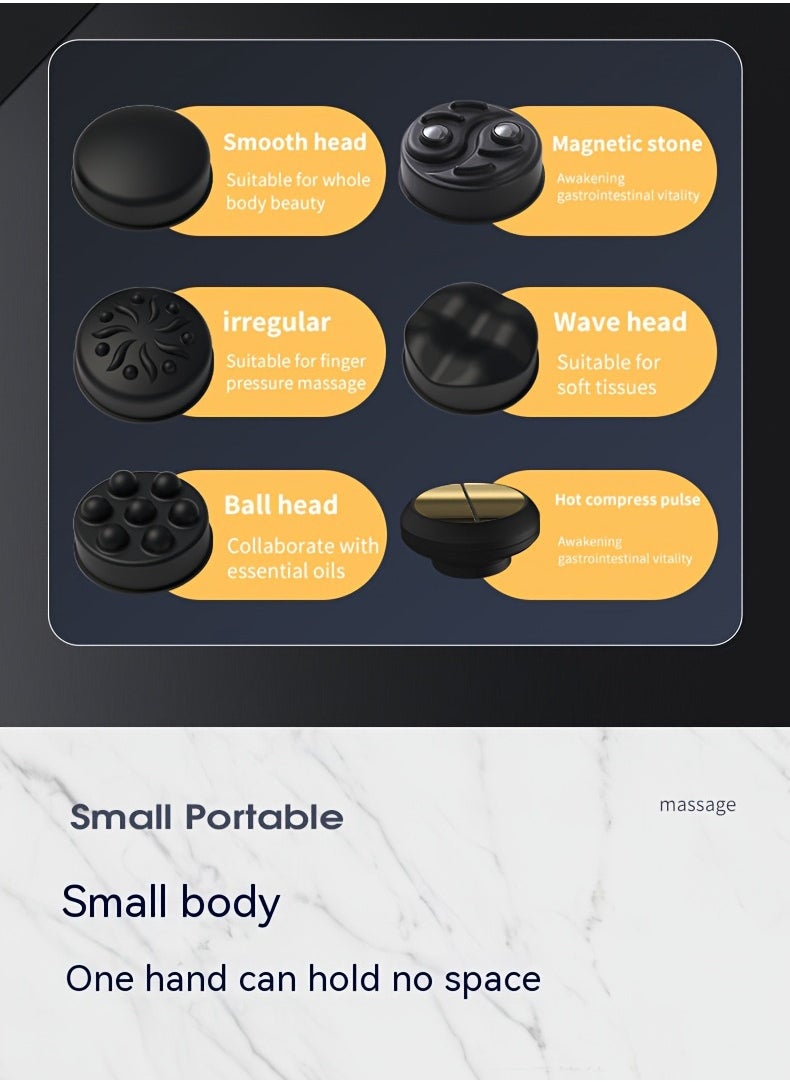 High Quality Pulse Hot Compress Mini Body Massager Portable Handhold 5 Heads Body Beauty Massage For Muscle Relaxation