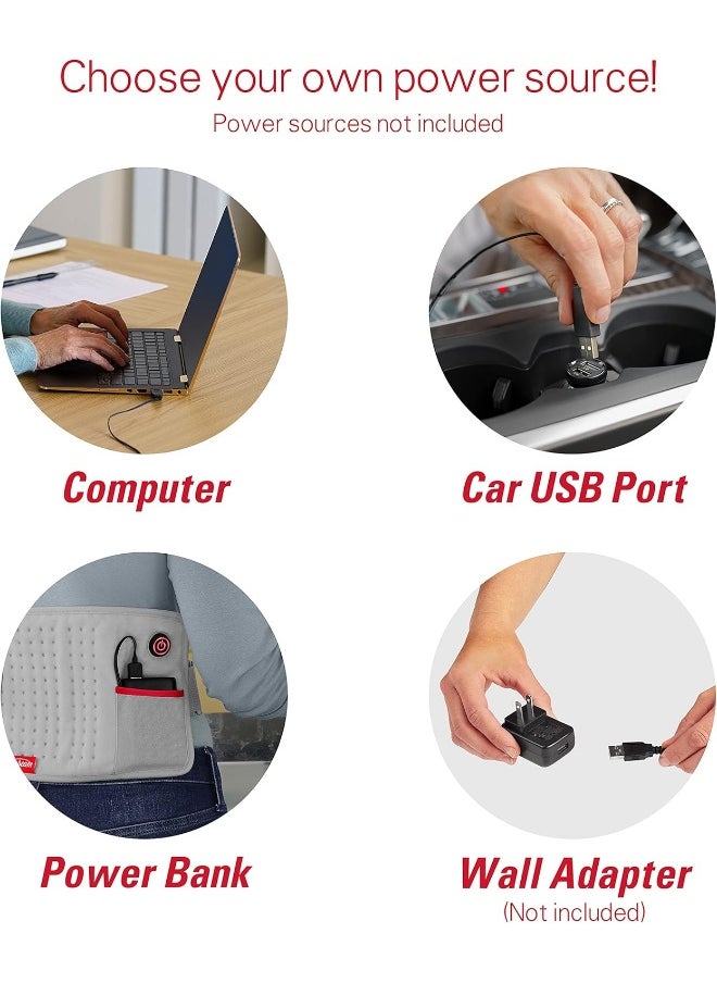 SUNBEAM GoHeat USB Powered Heating Pad, Gray