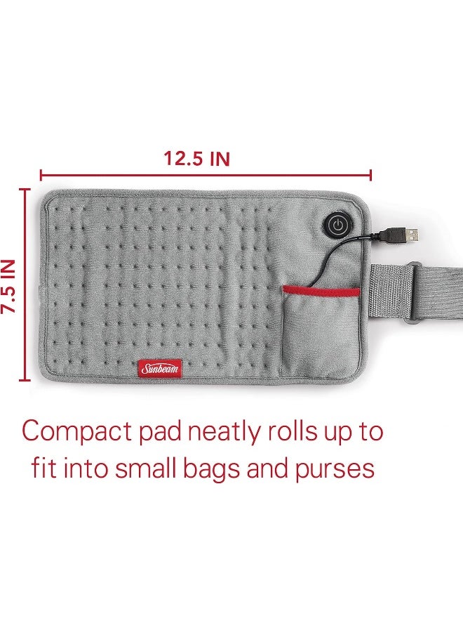 SUNBEAM GoHeat USB Powered Heating Pad, Gray