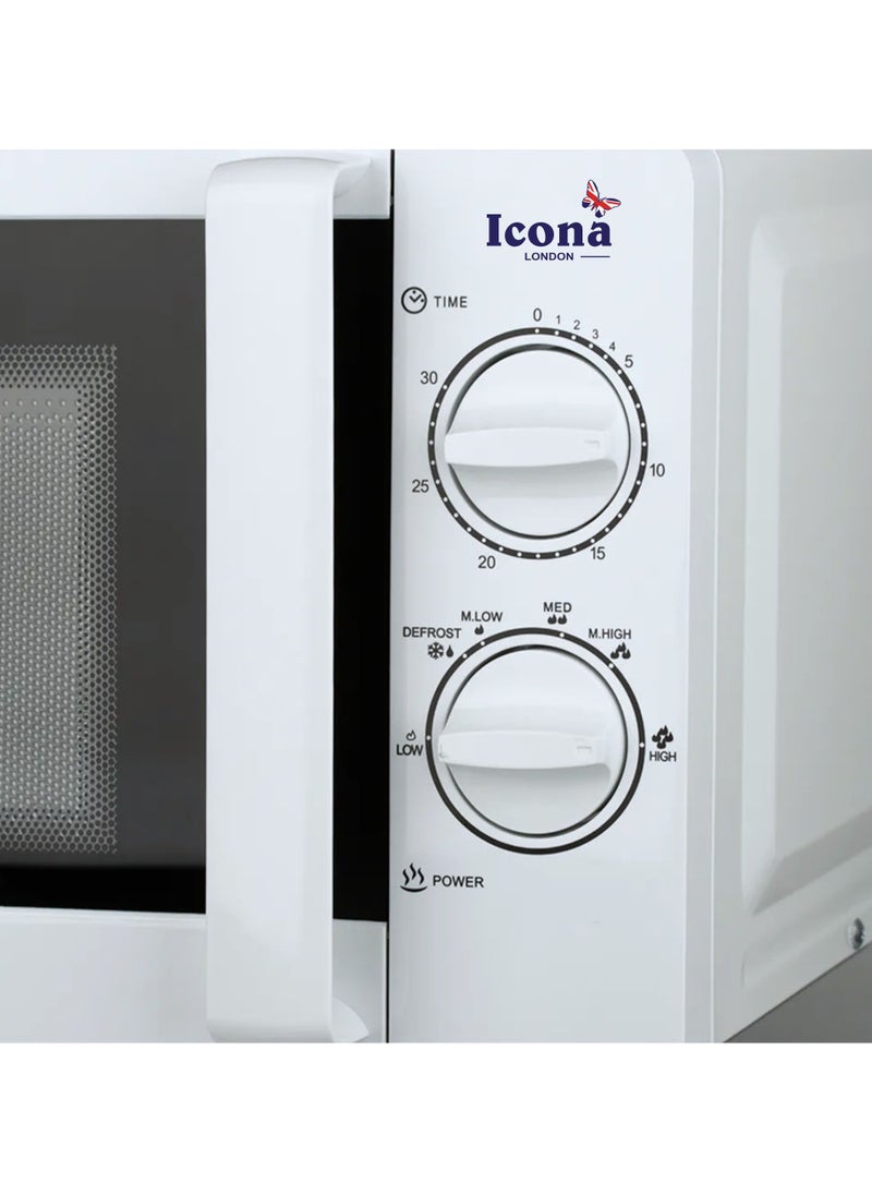 Icona 20L Large Capacity Multi-Functional Knob Hot Electric Oven – 800W Convection Microwave Oven with Glass Door, Mechanical Timer Control, Class A Energy Rating