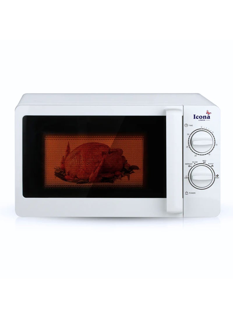 Icona 20L Large Capacity Multi-Functional Knob Hot Electric Oven – 800W Convection Microwave Oven with Glass Door, Mechanical Timer Control, Class A Energy Rating