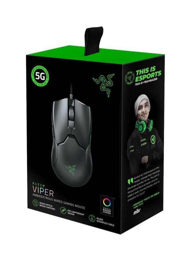Viper Ultralight Ambidextrous Wired Gaming Mouse 16000 DPI Black Black