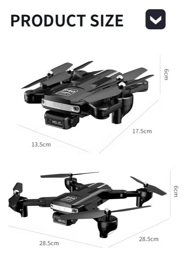 P40 Drone with Dual Camera & Remote Adjustment – Visual Positioning, Portable Suitcase, 4K HD Camera Mode, Long Battery Life, Foldable Drone for Aerial Photography and Adventure