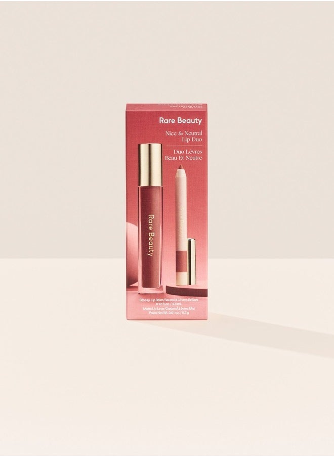 Rare Beauty by Selena Gomez Nice & Neutral Lip Duo – Limited-Edition Set Featuring Stay Vulnerable Glossy Lip Balm in Nearly Neutral & Kind Words Matte Lip Liner in Patient