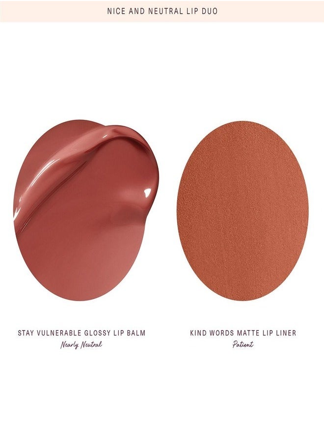 Rare Beauty by Selena Gomez Nice & Neutral Lip Duo – Limited-Edition Set Featuring Stay Vulnerable Glossy Lip Balm in Nearly Neutral & Kind Words Matte Lip Liner in Patient