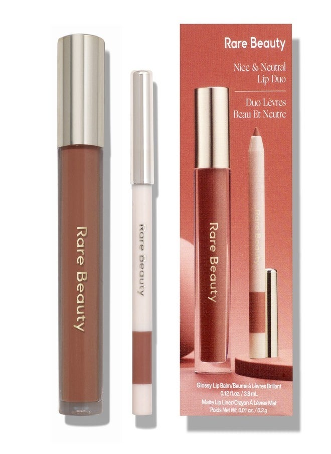 Rare Beauty by Selena Gomez Nice & Neutral Lip Duo – Limited-Edition Set Featuring Stay Vulnerable Glossy Lip Balm in Nearly Neutral & Kind Words Matte Lip Liner in Patient