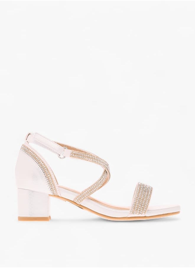 Girl's Embellished Sandals with Hook and Loop Closure Ramadan Collection